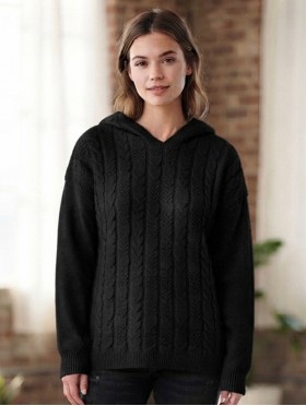 Solid Color Knitted Hooded Sweater 